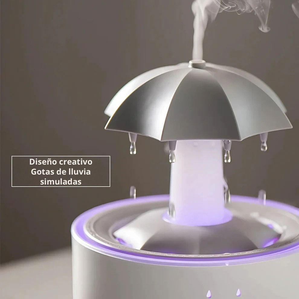 Humidificador de Lluvia – Relájate con Aromaterapia y Luces Ambientales